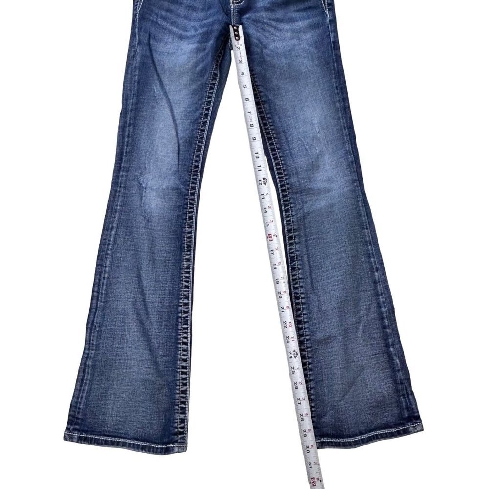 Miss Me Womens Signature Boot Cut Jeans Size 27 Embellished Pocket Mid Rise Blue - Picture 4 of 12